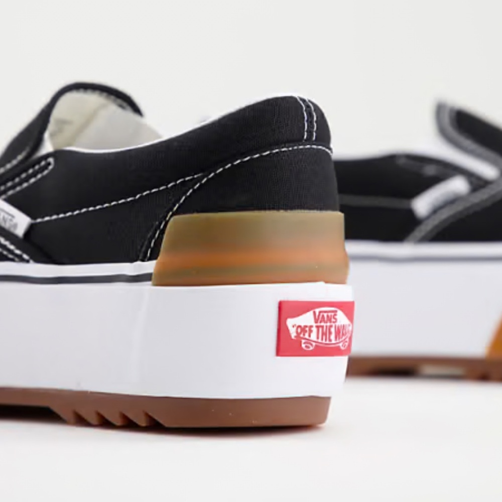 Vans stacked Black and White Sneakers with Brown Accents - Picture 2 of 13